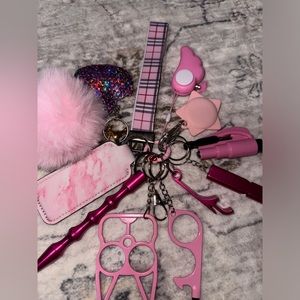 14 Piece Self Help/Aid Custom Keychain - Pink Fashion